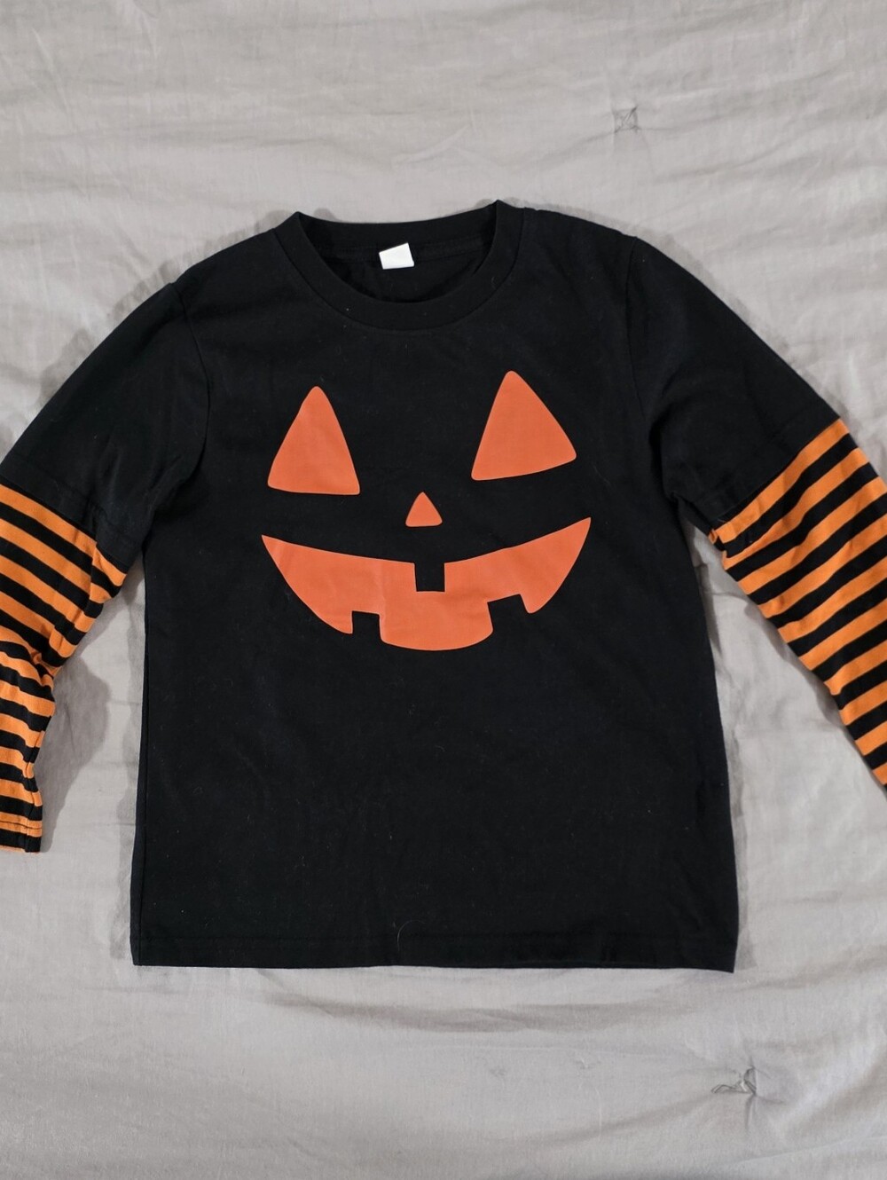 Kids Halloween Pumpkin Long Sleeve Shirt Black and snd Orange Striped Shirt 6